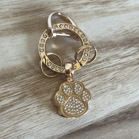 Rhinestone Bear Paw Gold Charm and/or Keychain - Picture 2 of 7
